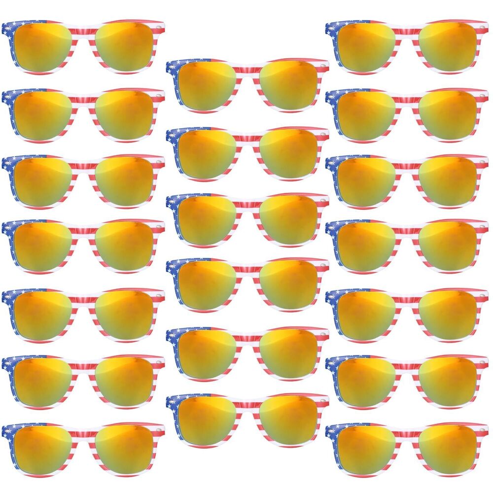 8143 20 Pack Bulk American Flag Sunglasses USA Patriotic Glasses for 4th of